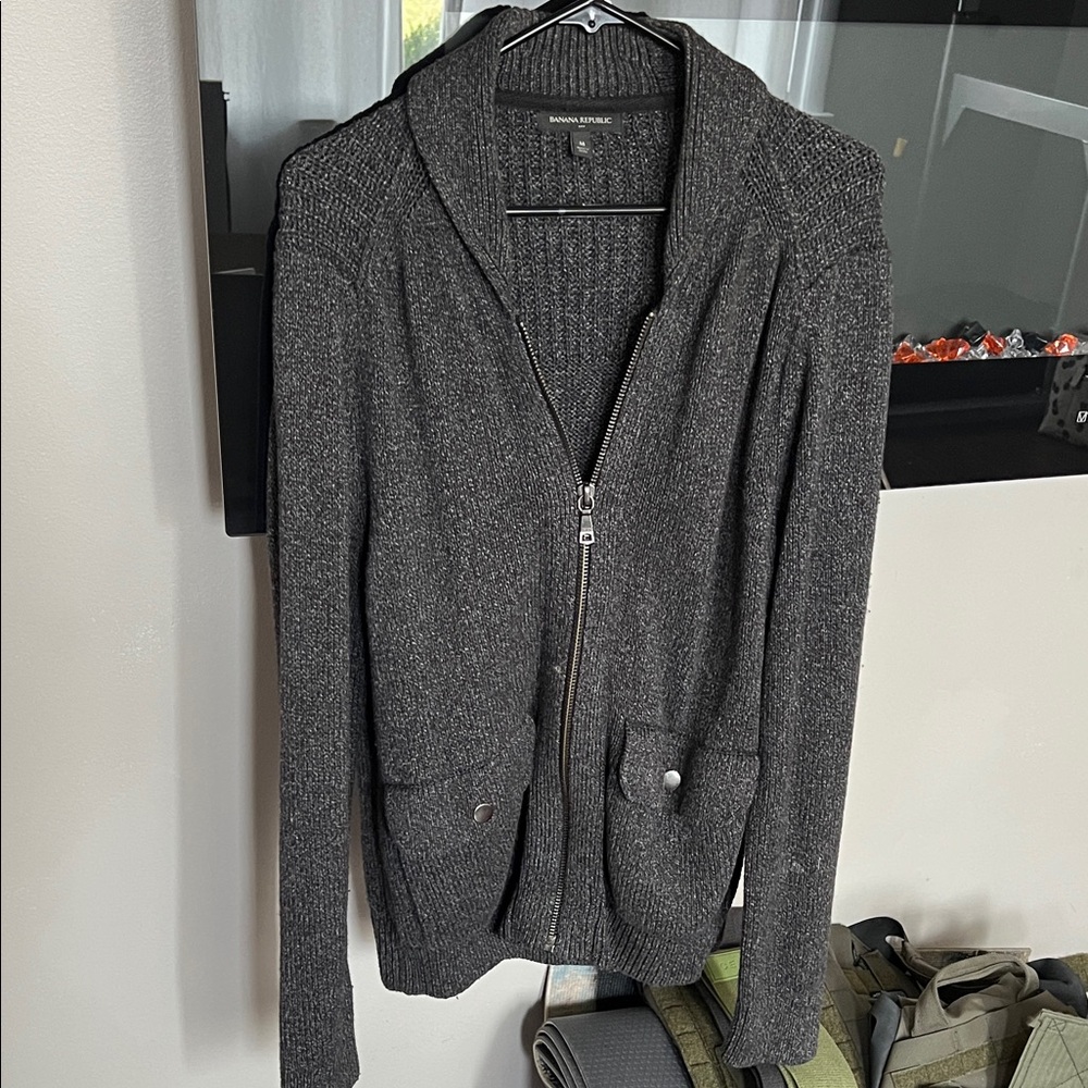 Men’s Gray Banana Republic Zip-Up Jacket, Size M
